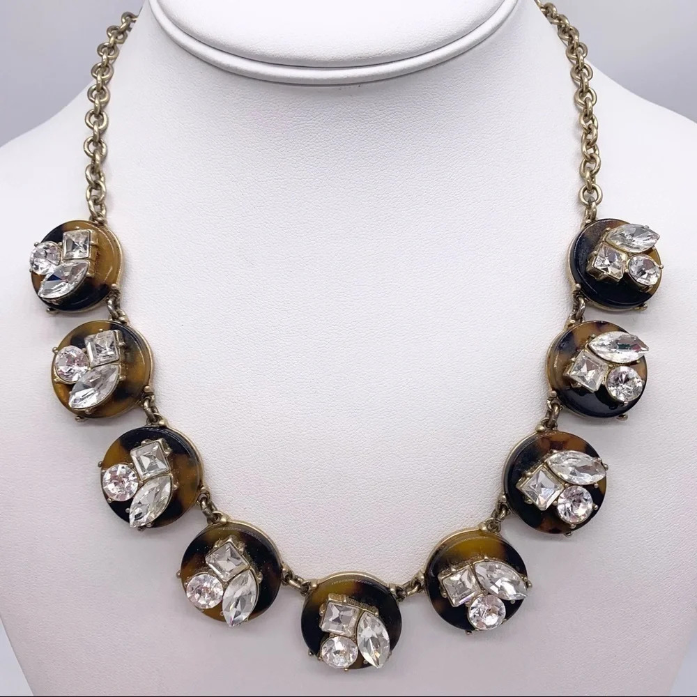 J. Crew Jeweled Tortoise Disc Necklace